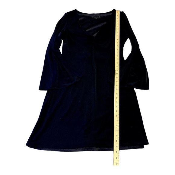 Laundry Shelli Segal Dress Womens 12 Black Jersey Shift Short Long Cape Sleeve - Picture 4 of 16